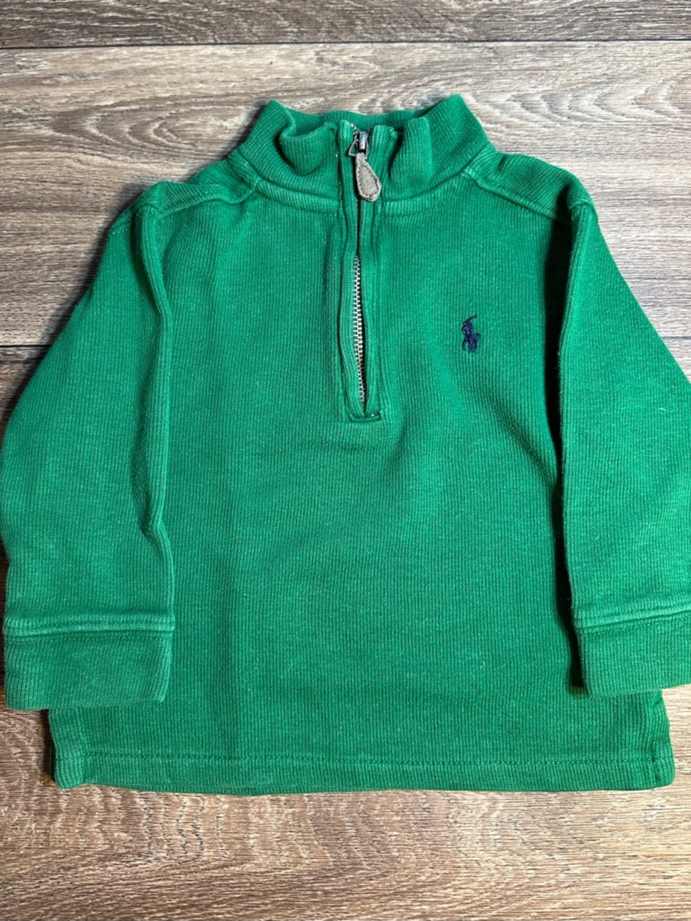 Polo Ralph Lauren Boys Quarter Zip Green Pullover Sweater Sz 18 m
